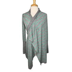 ICEBREAKER Merino Wool Wrap Cardigan Sweater Gray Teal Green Size Medium Womens
